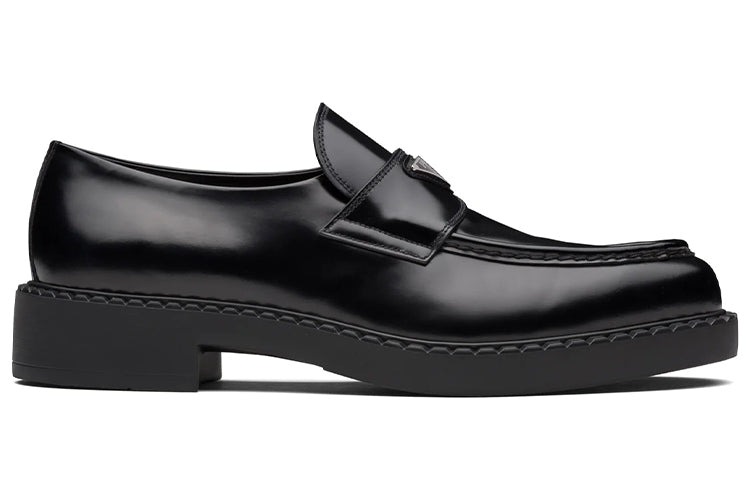 PRADA Chocolate Sharp Brushed Pointed Loafers Black Women's