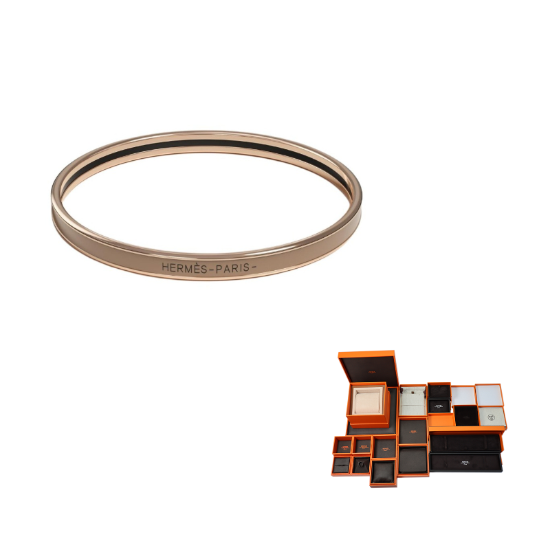 HERMES Rose Gold-Plated Bangles Women's Chestnut
