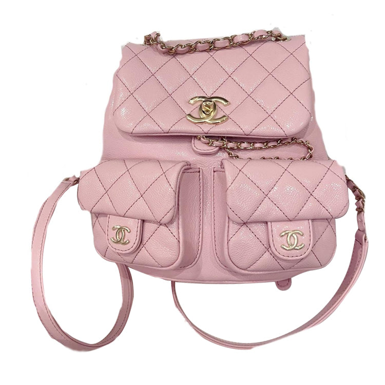 CHANEL Duma Grain Cow Leather Backpack Medium Size Women's Pink
