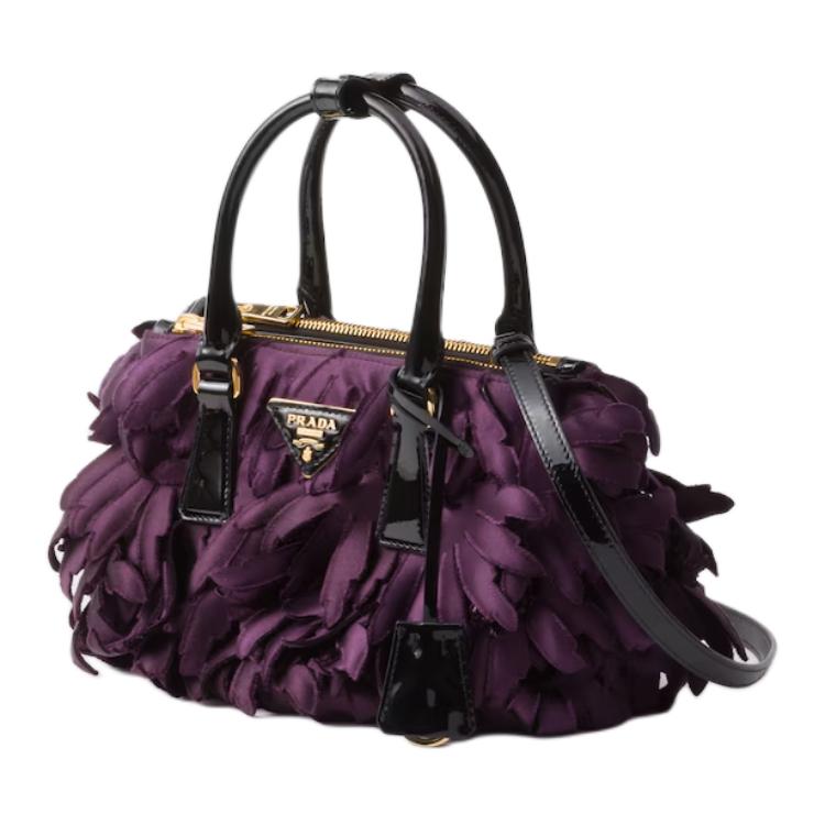 PRADA Galleria Killer Bag Fabric With Leather Shoulder Bag Crossbody Bag Handbag Mini Women's Plum Red & Black