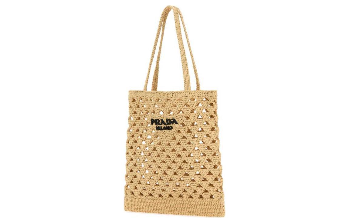 PRADA Straw One Shoulder Handbag Women's Yellow