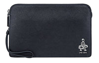 PRADA Cow Leather Clutch Regular Men's Black