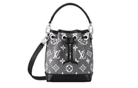 LOUIS VUITTON NOE Denim With Cow Leather Trim Bucket Bag, Handbag, Shoulder Bag, Crossbody Bag Extra Mini Women's Gray