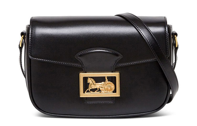CELINE Leather Box Bag Crossbody Bag Shoulder Bag Women's Black