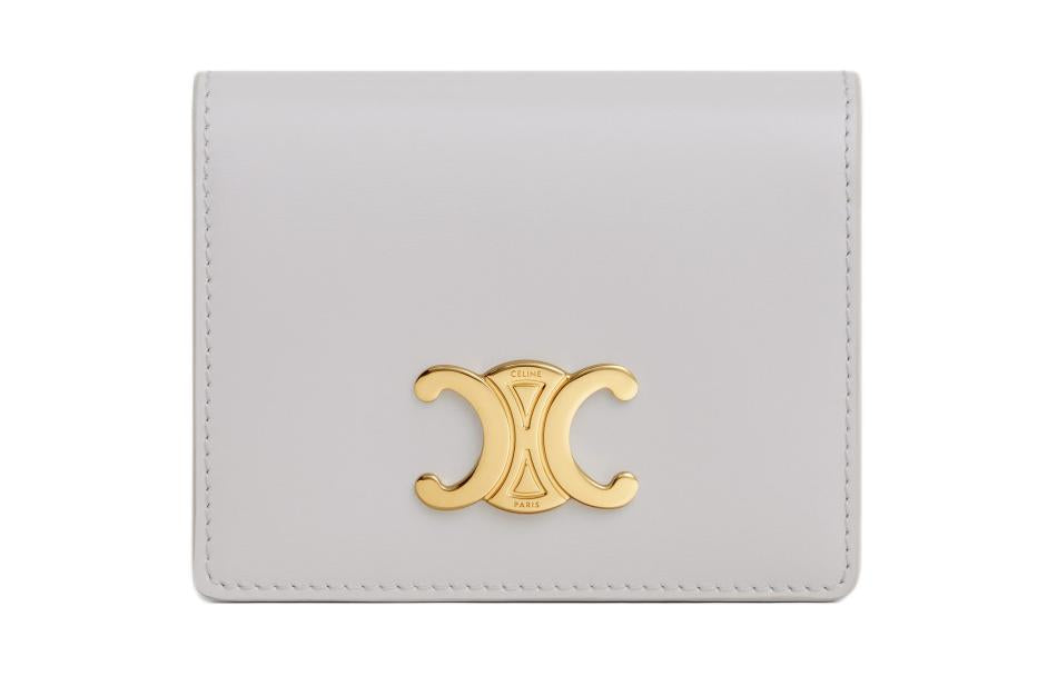 CELINE Shiny Cow Leather Card Holder Women's Mist Gray