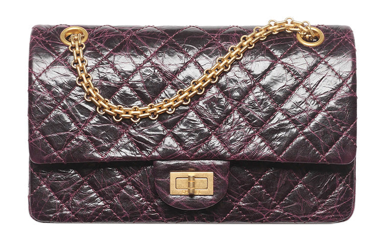 CHANEL 2.55 Calfskin Handbag Shoulder Bag Crossbody Bag Women's Dark Purple Red