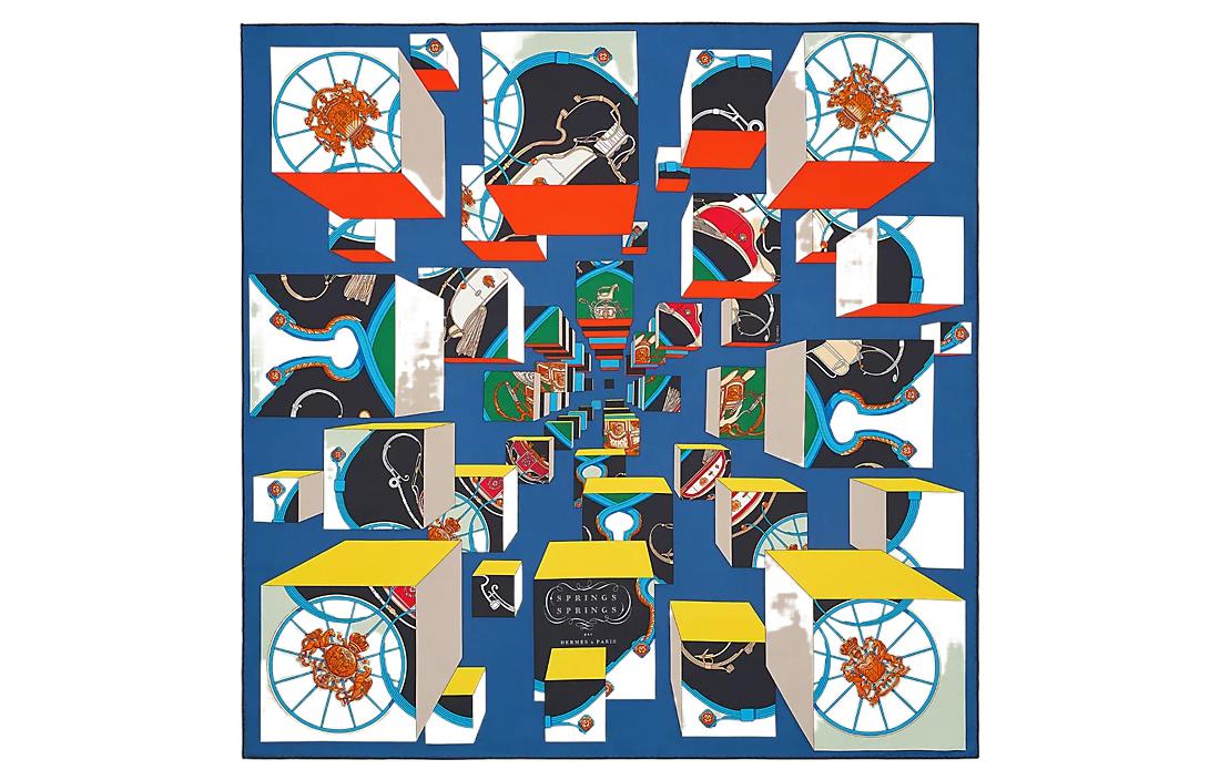 HERMES Silk Scarves Women's Blue
