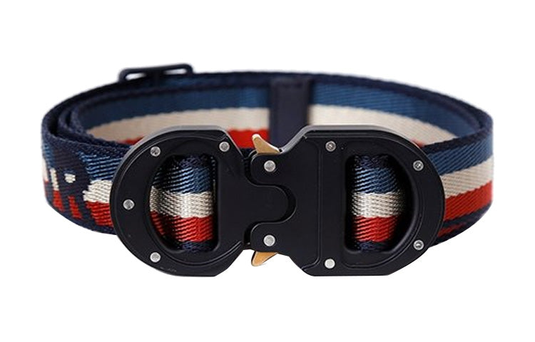 DIOR Stripes Logo Buckle Leather Belts Unisex