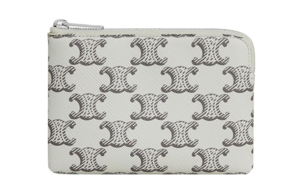 CELINE Canvas Coin Purses Card Holders Women's Tan/Light Umber