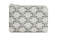 CELINE Canvas Coin Purses Card Holders Women's Tan/Light Umber