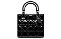 DIOR Lady Dior Shiny Patent Leather Cow Leather Daisie Bag Handbag Shoulder Bag Crossbody Bag Small Size Women's Black