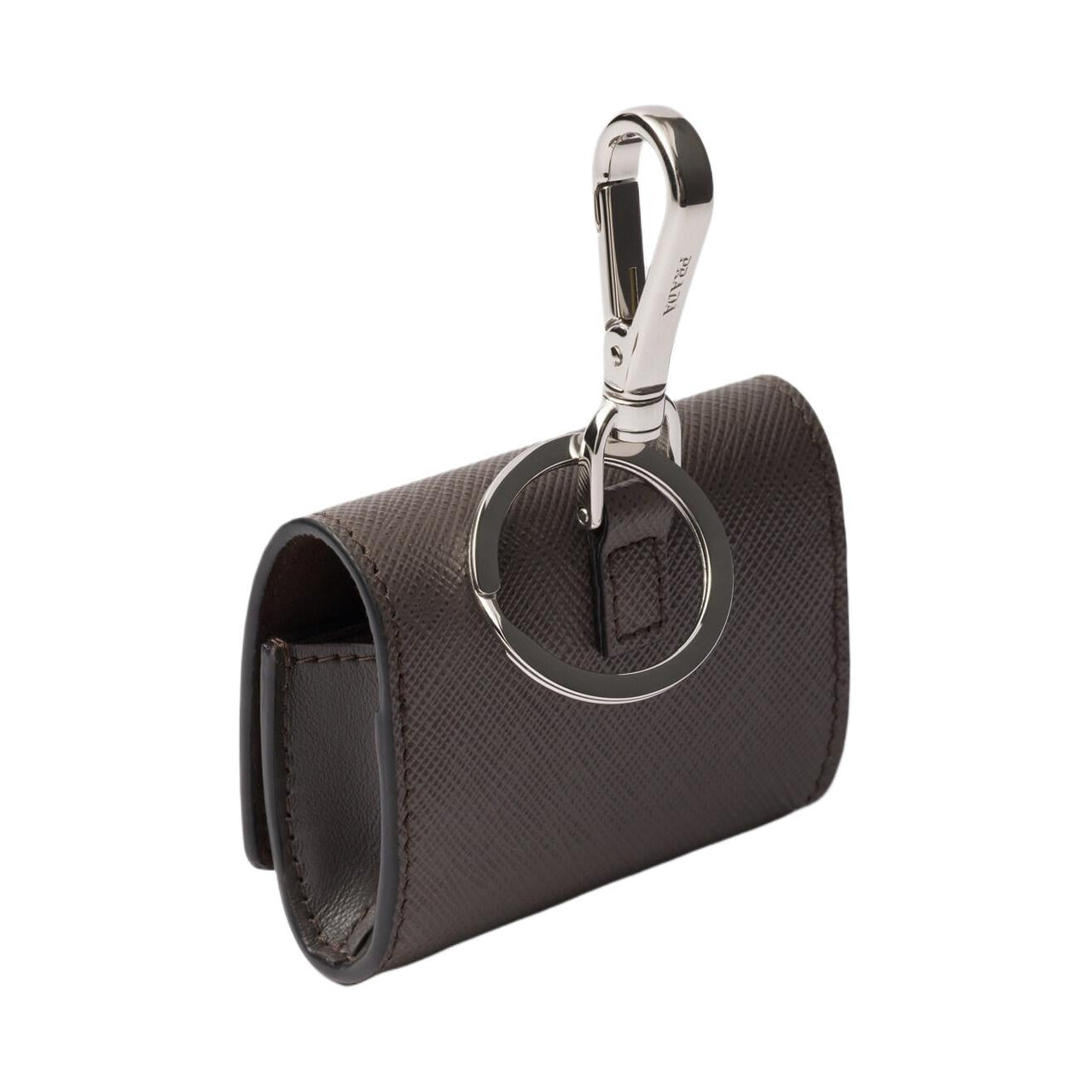 PRADA Saffiano Calfskin Earphone Case Women's Smoke Gray