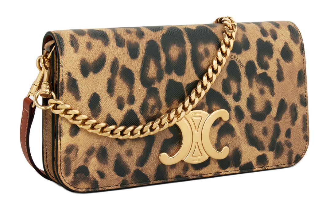 CELINE Canvas With Calfskin Canvas Bag Shoulder Bag Crossbody Bag Women's Leopard