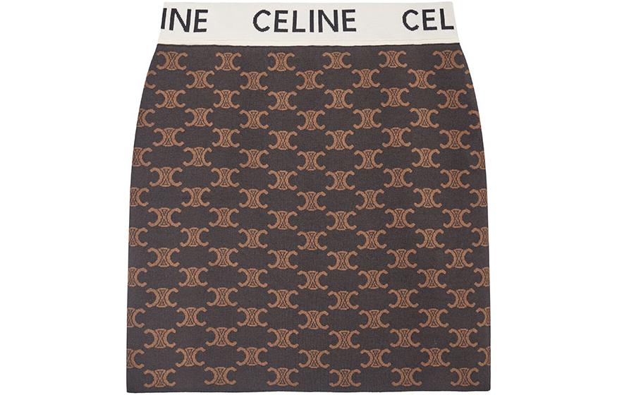 CELINE Monogram Logo Waistband Mini Skirt