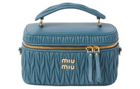 MIU MIU Matelassé Soft Sheep Leather Box Bag Handbag Crossbody Bag Shoulder Bag Women's Sea Blue