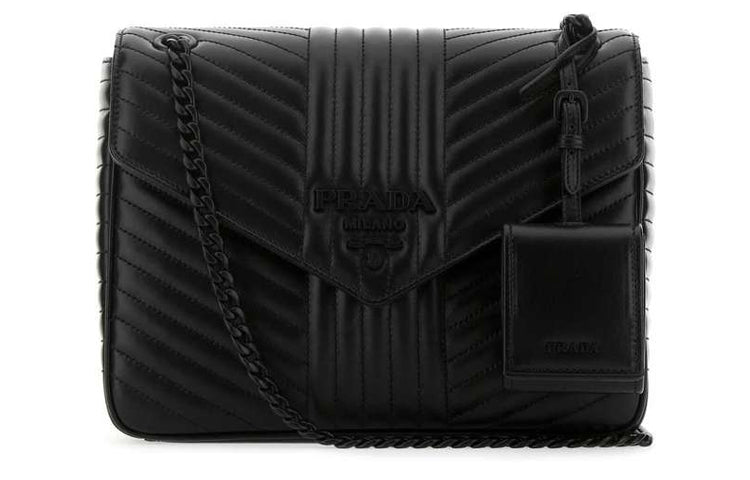 PRADA Calfskin Shoulder Bag Women's Black