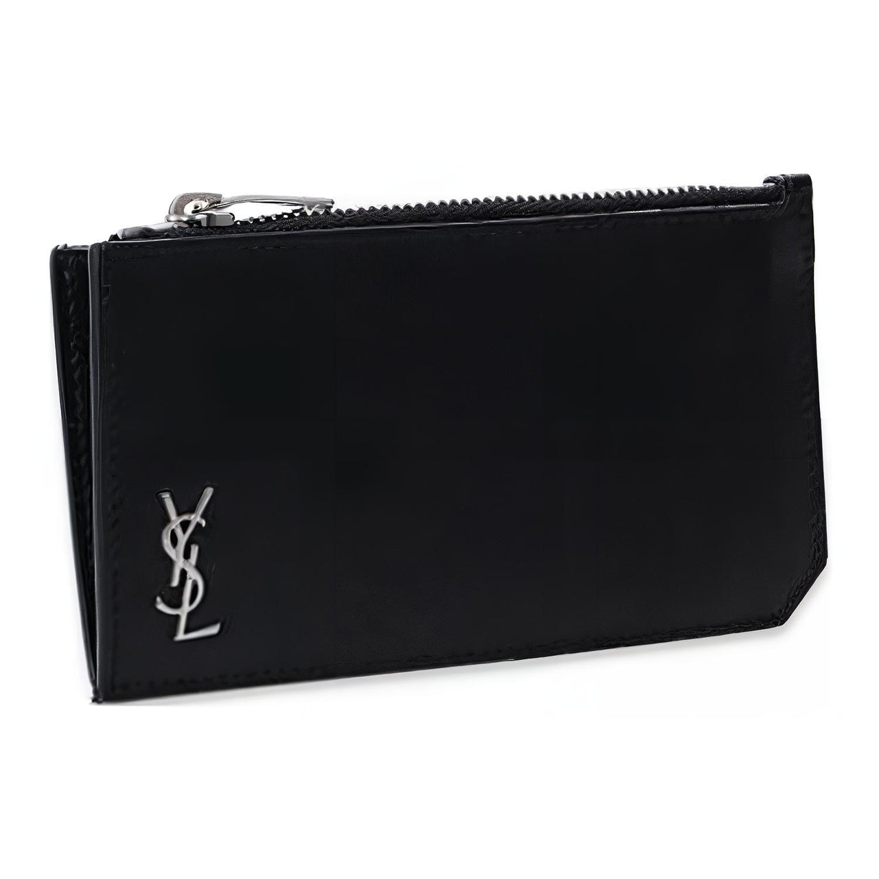 SAINT LAURENT Matte Finish Leather Card Holder Wallet Shoulder Bags Men's Black