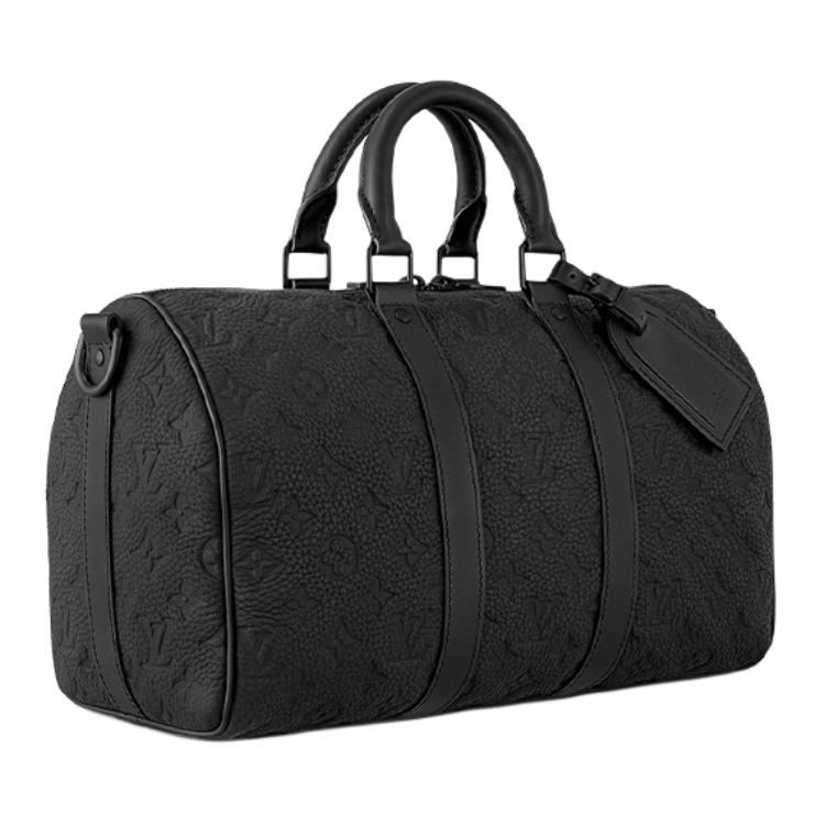 LOUIS VUITTON KeepallBandoulière Embossed Leather Shoulder Bag Crossbody Bag Handbag Men's Black