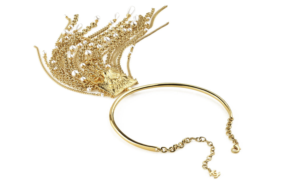 CHANEL Necklaces Women's Gold