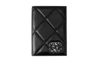 CHANEL Sheepskin Passport Holder Card Holder Coin Purse Wallet Women's Black