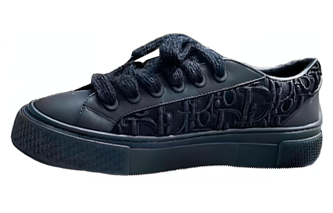 DIOR B33 Platform Shoes Anti-Slip Wear-Resistant Low-Top Skateboard Shoes Men's Dark Blue