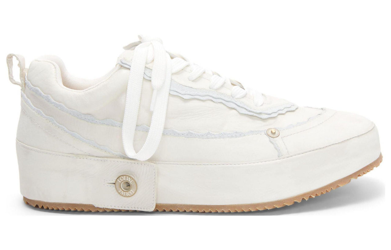 LOEWE Deconstructed Stylish Skateboarding Shoes Men's White