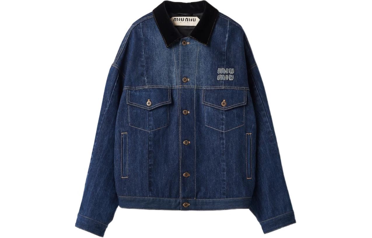 MIU MIU SS24 Denim Jacket Women's Marine Blue