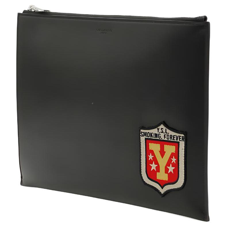 SAINT LAURENT Leather Tablet Clutch Regular Men's Black