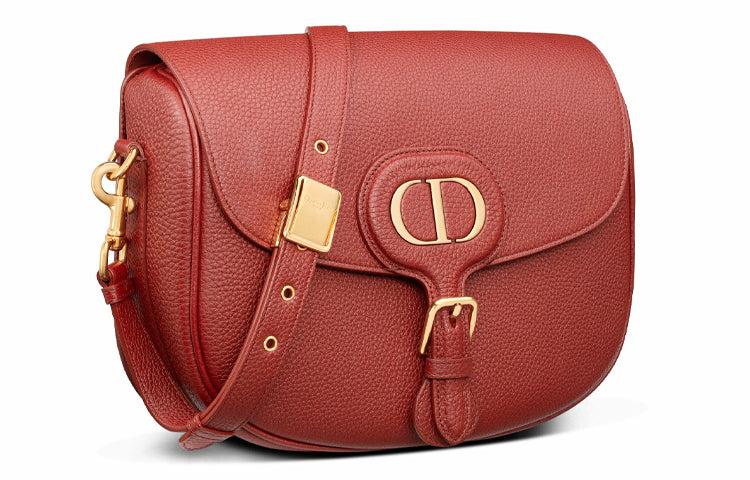 DIOR Bobby Cow Leather Clutch Large Size Women's Brick Red