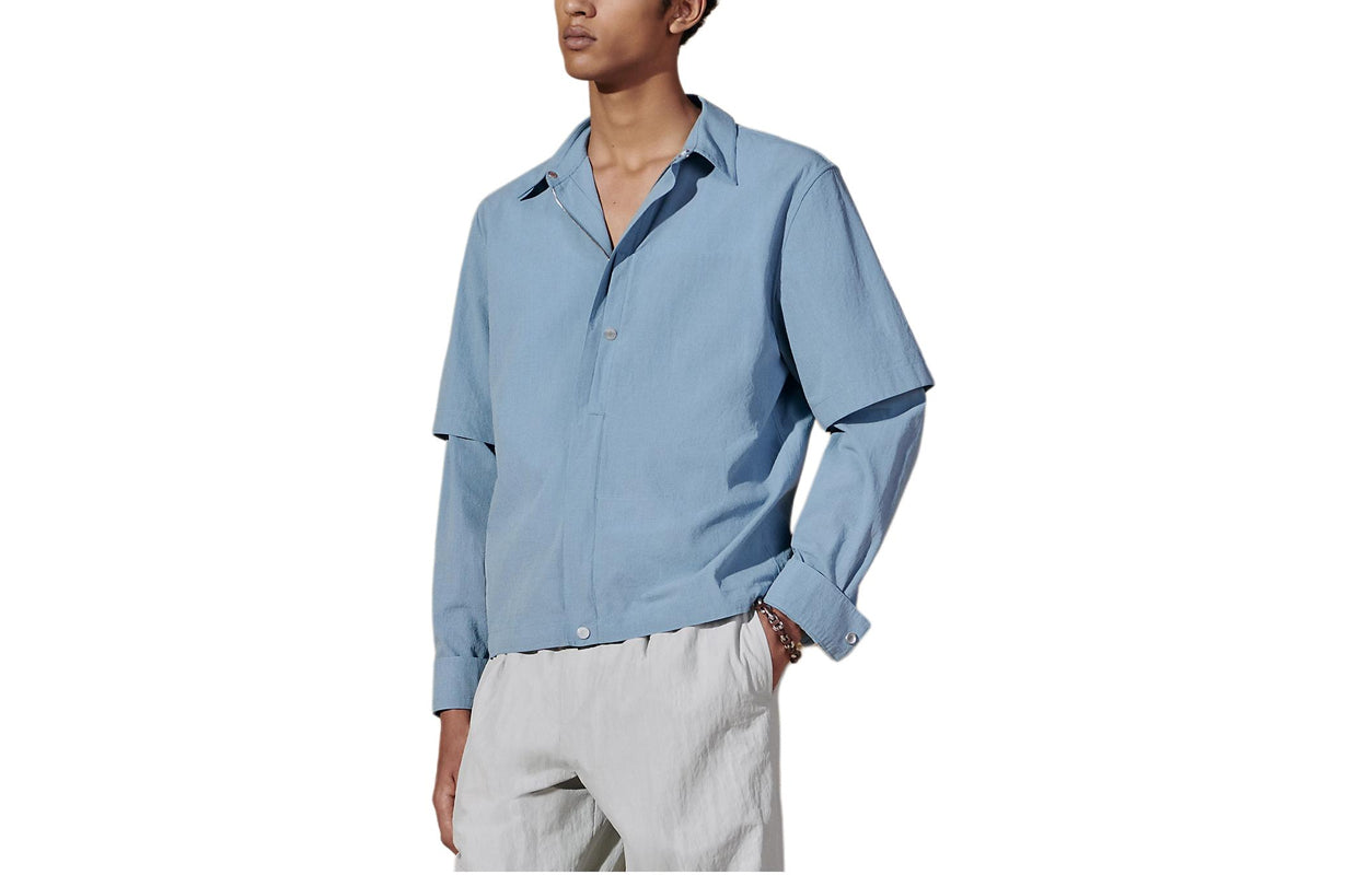 HERMES SS24 Shirt Men's Light Gray Blue