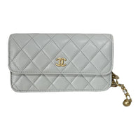 CHANEL WOC Sheepskin Shoulder Bag, Crossbody Bag Women's Haze Blue Gray