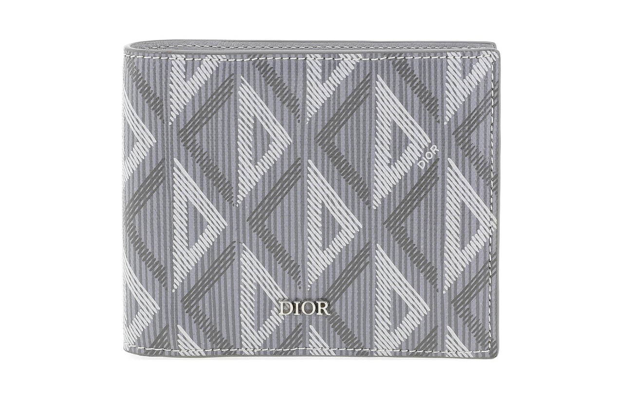 DIOR Smooth Cow Leather With Canvas Card Holder, Wallet Men's Gray