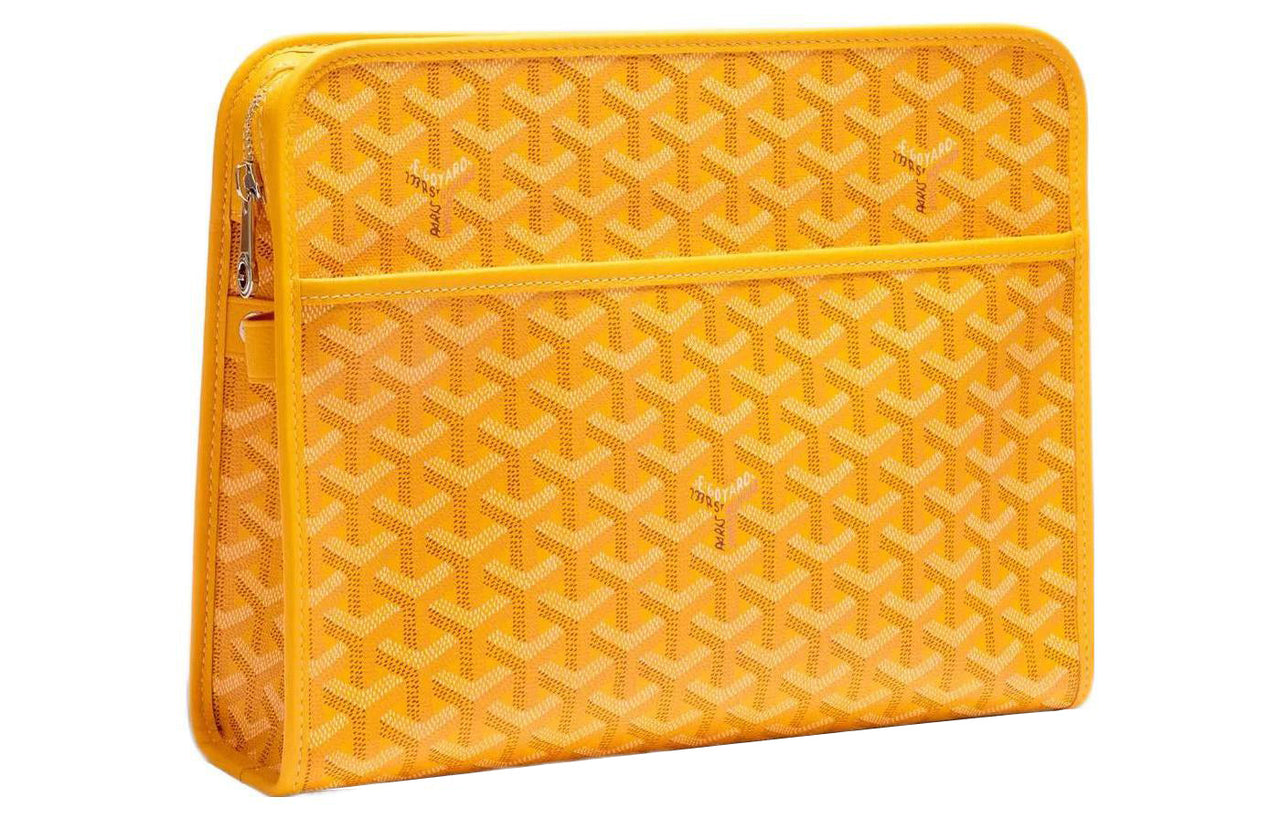 GOYARD JOUVENCE Calfskin Canvas Storage Bags Handheld Toiletry Bags Large Size Unisex Yellow