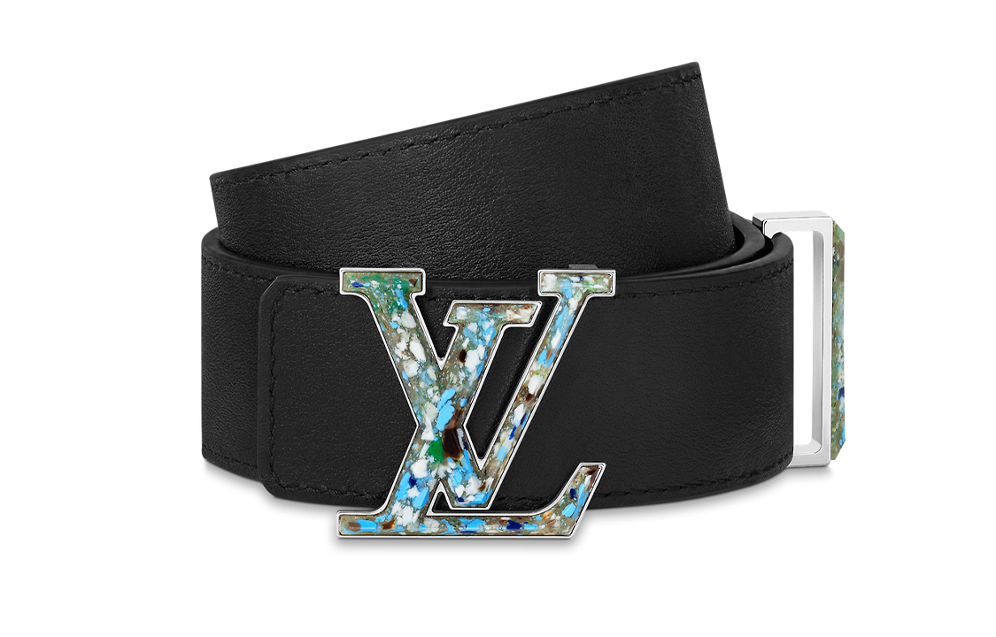 LOUIS VUITTON Cow Leather Belts Unisex Black Width 3.5CM