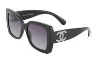 CHANEL Plate Frame Irregular Shape Sunglasses Unisex Black