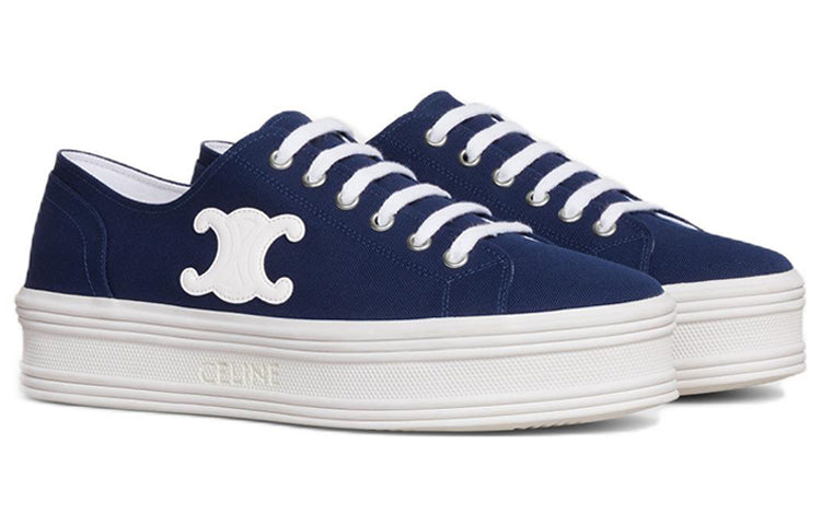 CELINE Jane Low Sneakers "Triomphe Patch" Navy Women's
