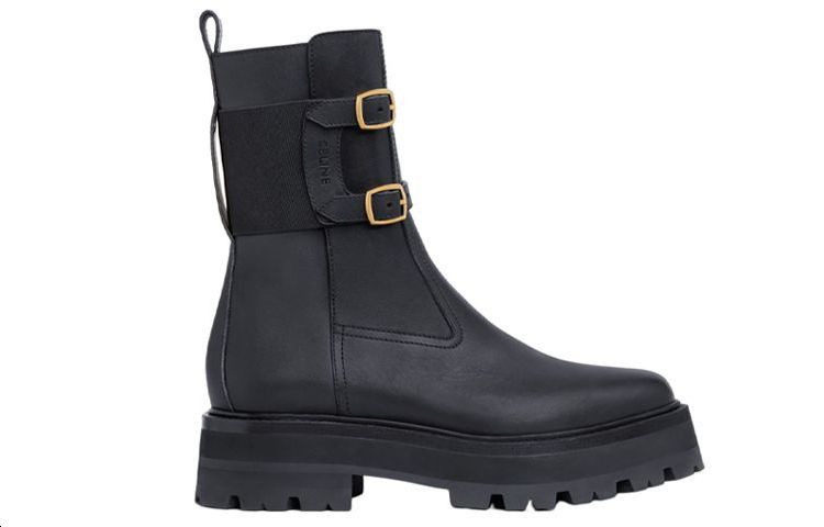 CELINE Bulky Mid Calf Boots Women's Black