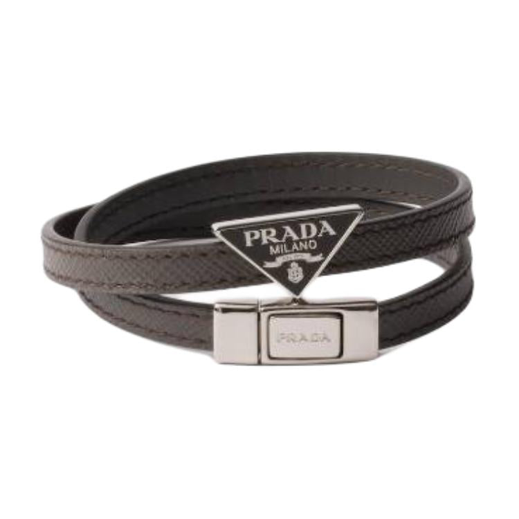 PRADA Leather Bracelets Men's Brown