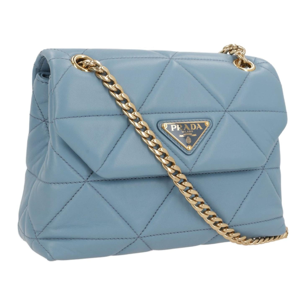 PRADA Lambskin Crossbody Bag Shoulder Bag Women's Light Blue