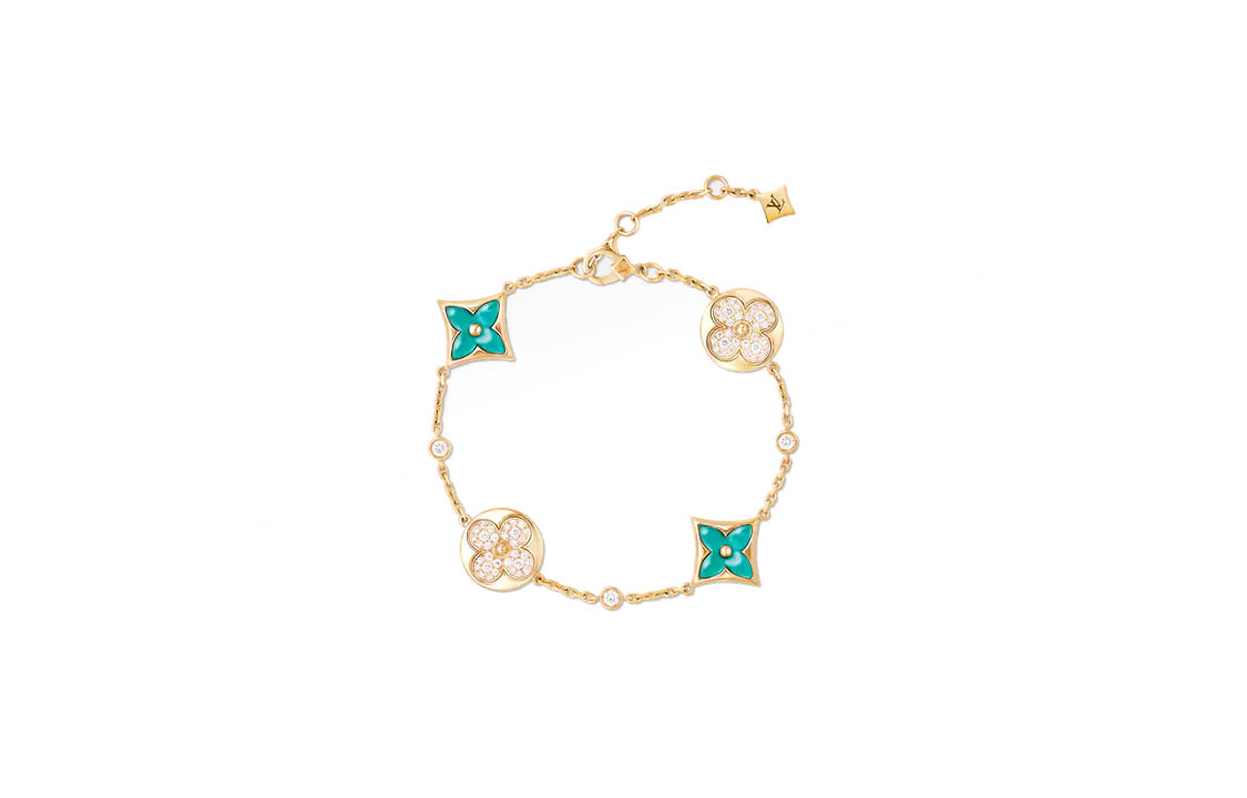 LOUIS VUITTON Color Blossom Bb Multi-Pattern Bracelet Yellow Gold Amazonite And Diamonds