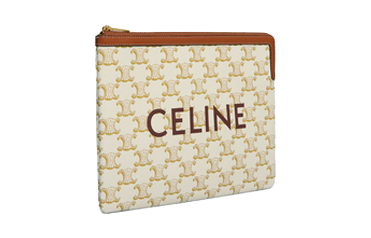 CELINE Triomphe Sheepskin Wallets Clutches Small Size Women's Candy Color/White