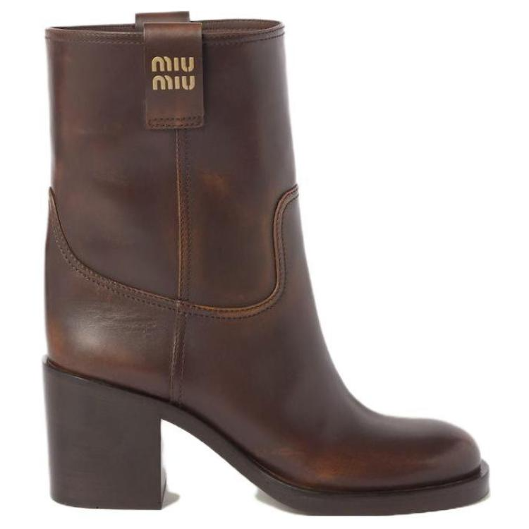MIU MIU Ankle Boots 7.5cm Women's Ochre Brown