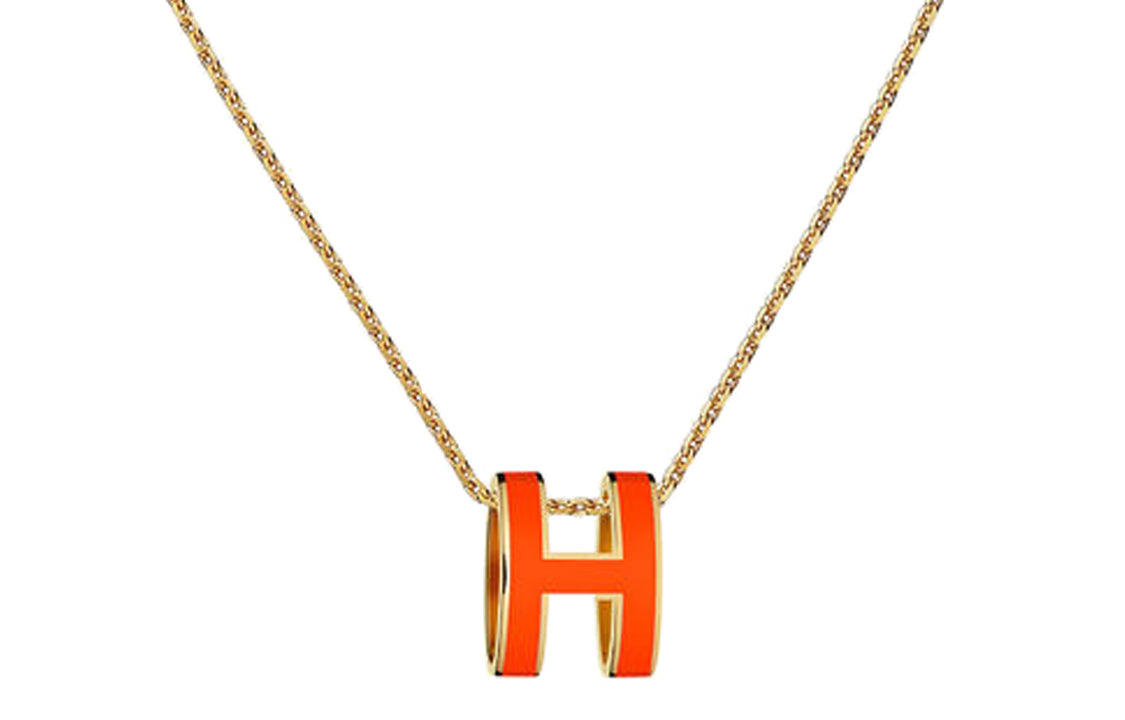 HERMES POP H Collection Necklaces Women's Orange Gold