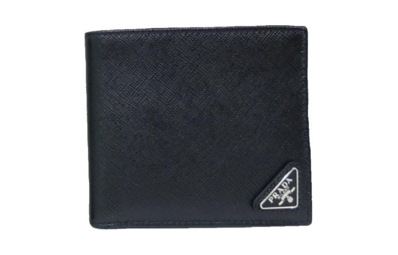 PRADA Calfskin Wallet Men's Black