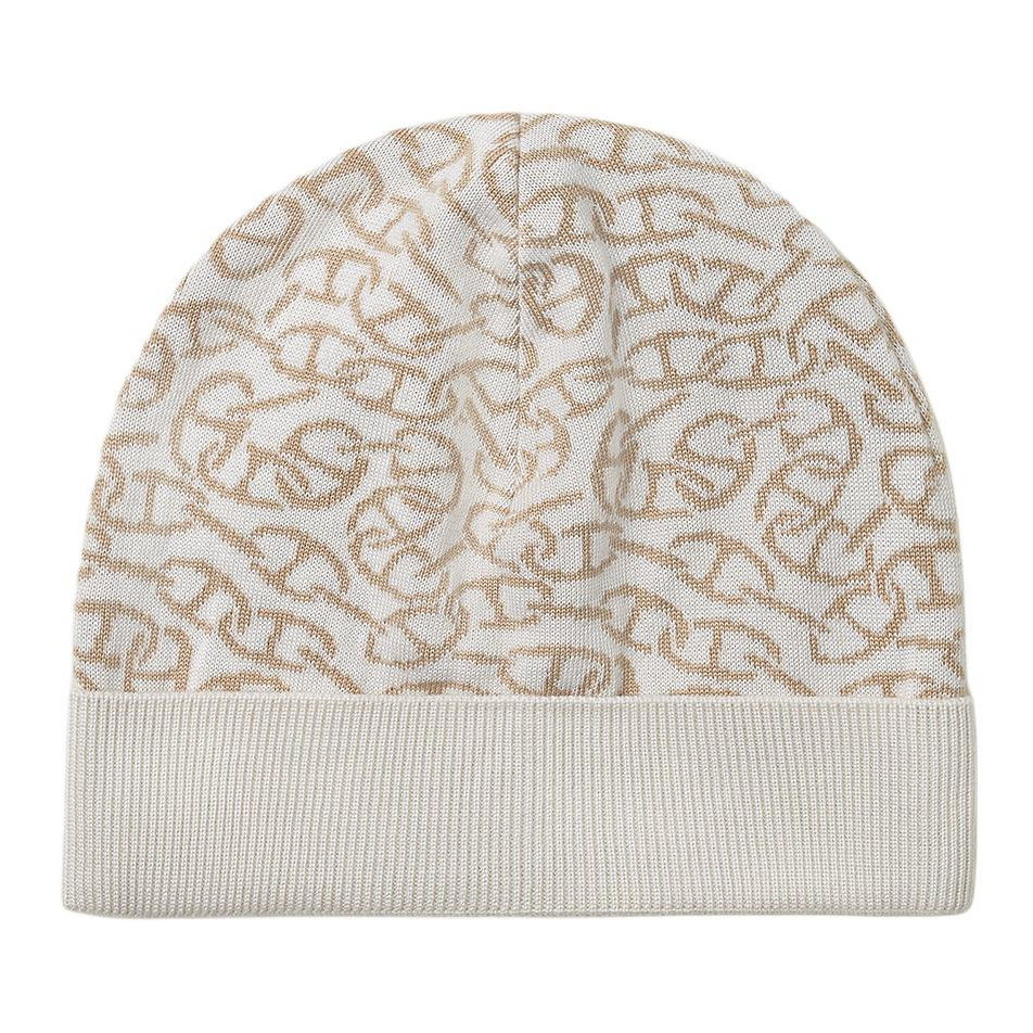 HERMES Cashmere Silk Knitted Fabric Beanies Women's Beige