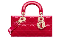 DIOR Lady D-JOY Patent Leather Cowhide Dior Bag Shoulder Bag Crossbody Bag Handbag Small Size Women's Red