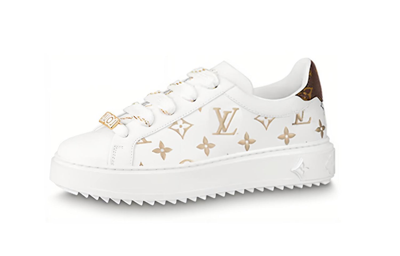 LOUIS VUITTON Time Out Sneakers 'White With Gold Monogram' Women's