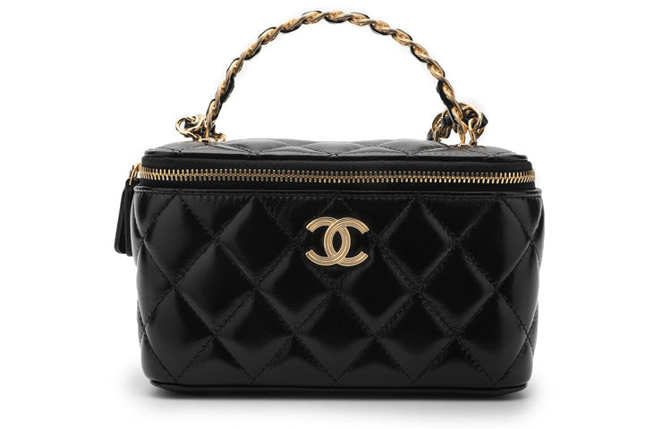 CHANEL Sheepskin Portable One Shoulder Crossbody Clutch Regular Women's Black