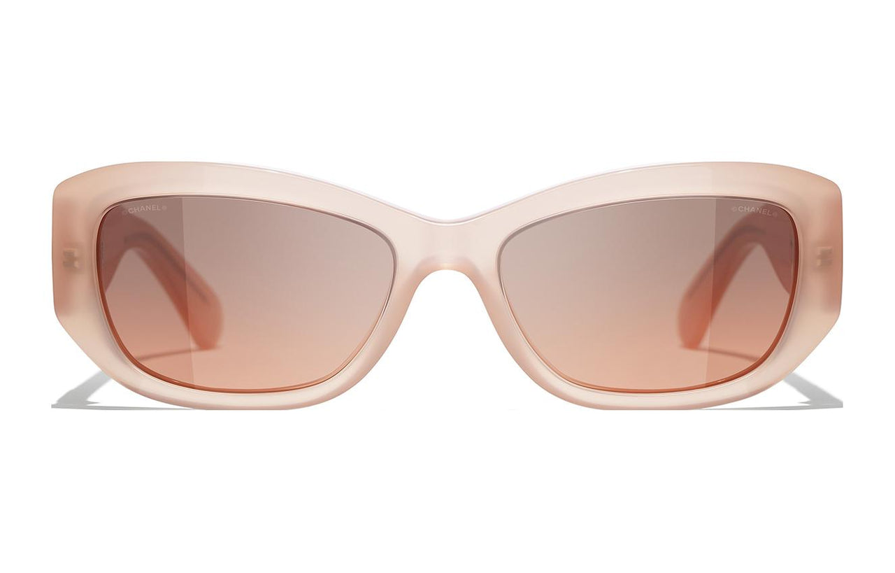 CHANEL Acetate Irregular Shape Sunglasses Women's Pink