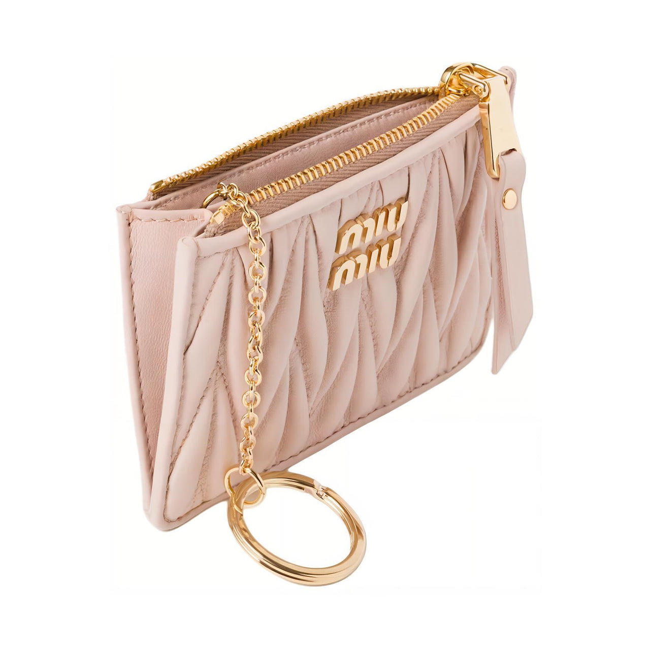 MIU MIU Quilting Nappa Leather Card Holder Women's Light Pink